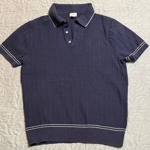 J. Crew Dark Blue Polo with White Accents, Medium